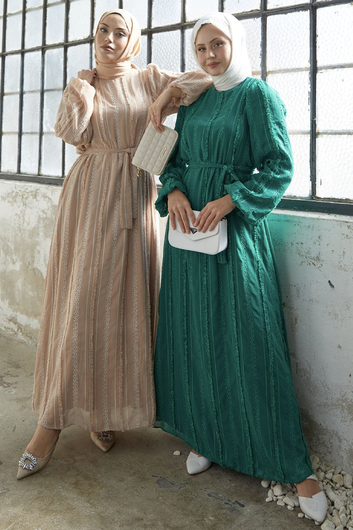 MDS Women Full-Length Chiffon Dress - Emerald Green - Las Delicias