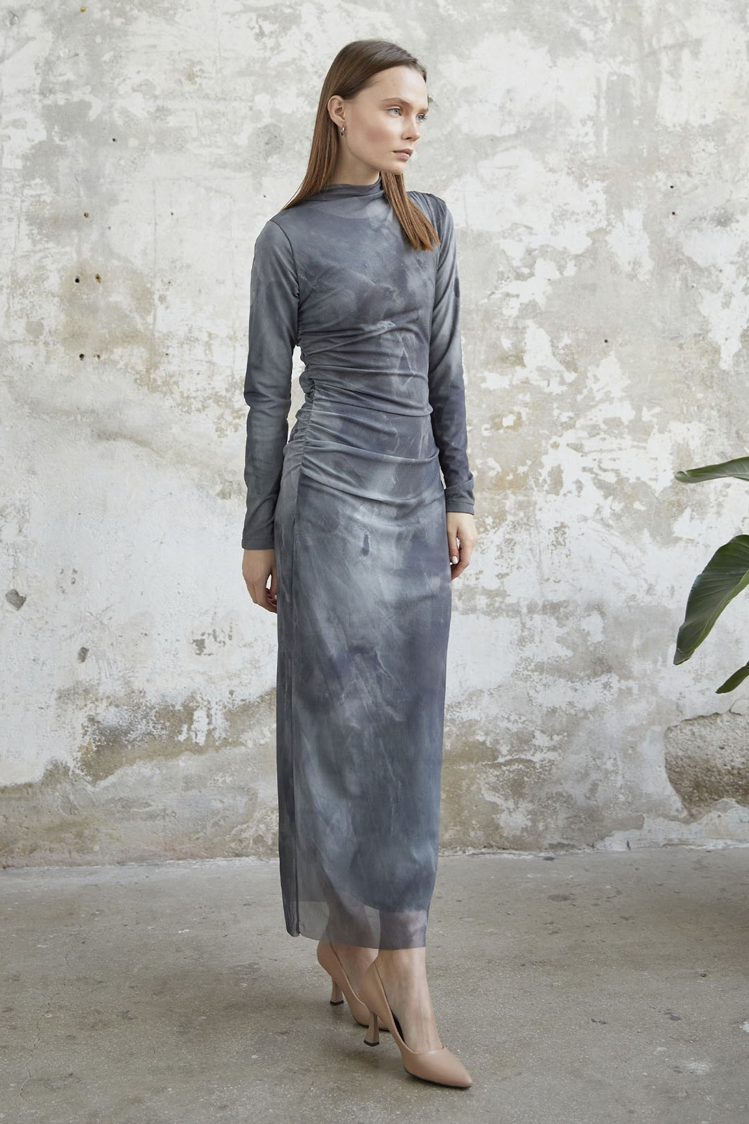 MDS Women Batik Pattern Tulle Dress - Gray - Cantù