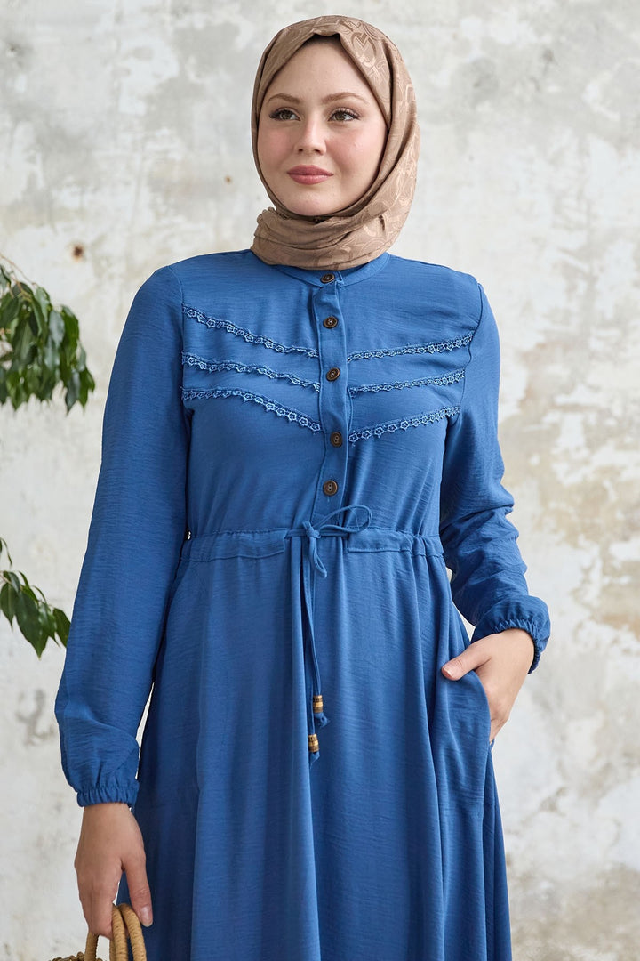 MDS Women Lace Detail Indigo Ayrobin Dress - Ajaccio