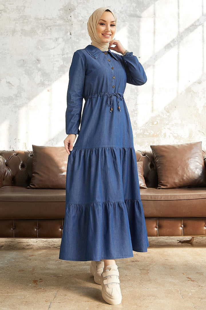 MDS Women Betty Baby Collar Denim Dress - Blue - Sault Ste. Marie