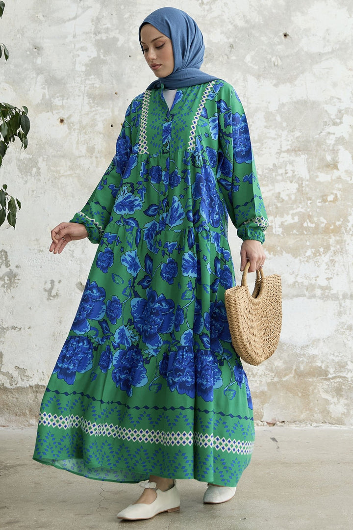 MDS Women Acacia Flower Viscose Dress - Green - Schagen