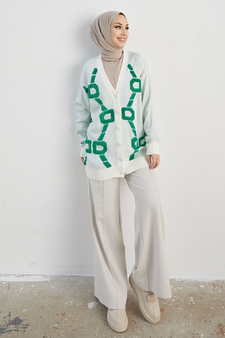 MDS Women Lenora Patterned Cardigan - White - Rincón de la Victoria