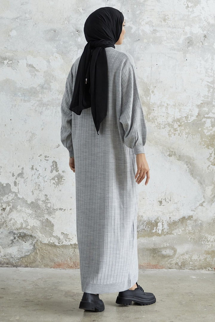MDS Women Elois Balloon Sleeve Ribbed Knit Dress - Gray - Jilotepec