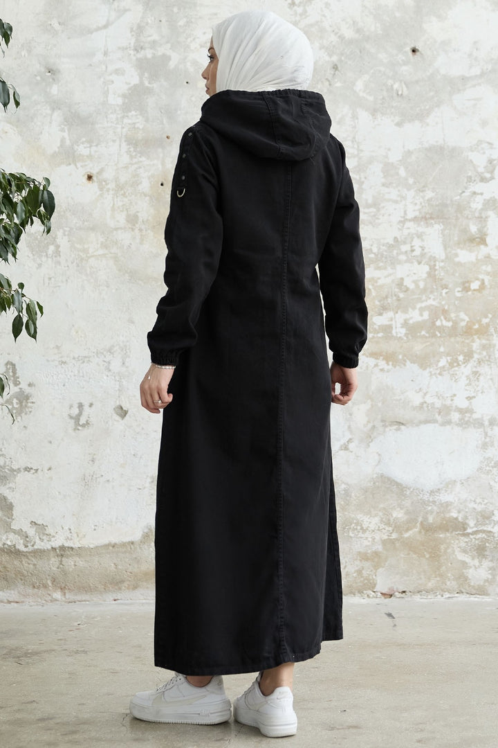 MDS Women Armored Pocket Gabardine Coat - Black - Panevėžys