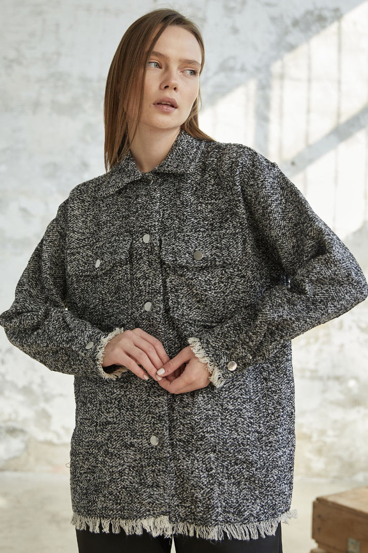MDS Women Tassel Detail Button-Up Shirt - Black - Invercargill