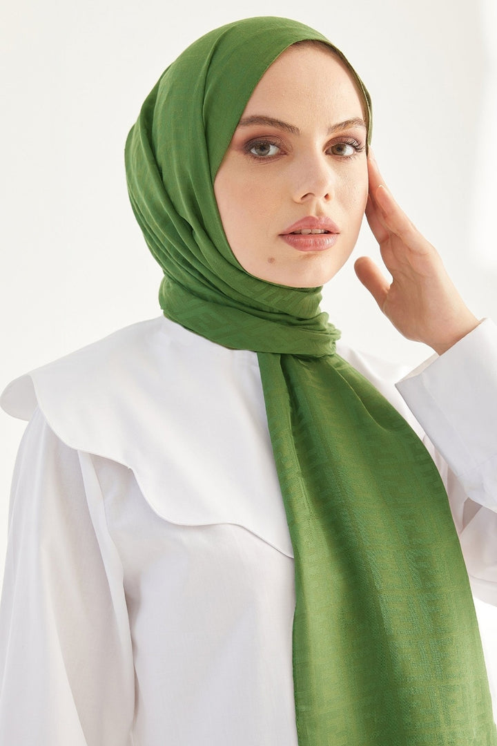 MDS Women Elle F Design Jacquard Cotton Scarf - Khaki - Monroe