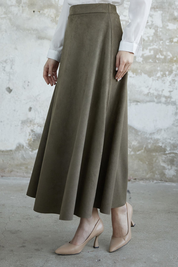 MDS Women Elisha Suede Skirt - Khaki - Oro Valley