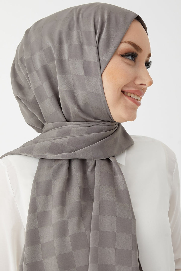 MDS Women Maura Lady Pattern Silky Jacquard Shawl - Dark Gray - Smethwick