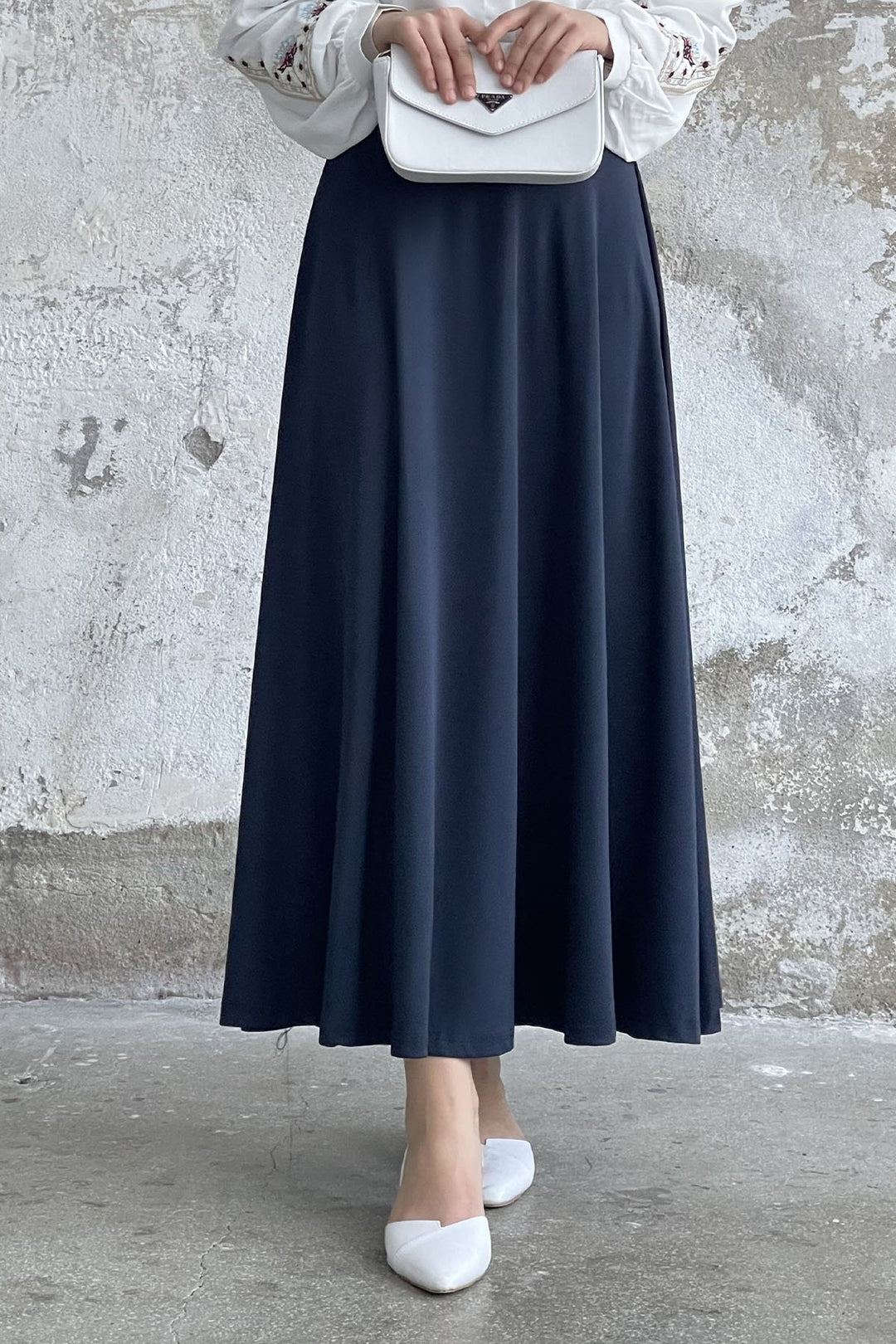 MDS Women Elastic Waist Scuba Skirt - Navy - Riverton