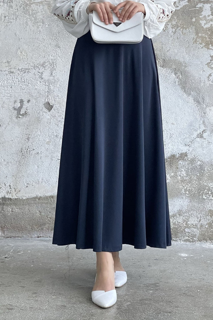 MDS Women Elastic Waist Scuba Skirt - Navy - Riverton