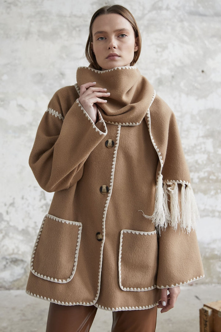 MDS Women Alira Quilted Coat - Camel - La Rinconada