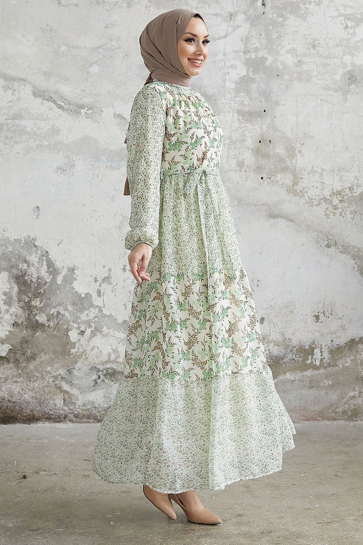 MDS Women Nessa Floral Belted Chiffon Dress - Green - Marcianise