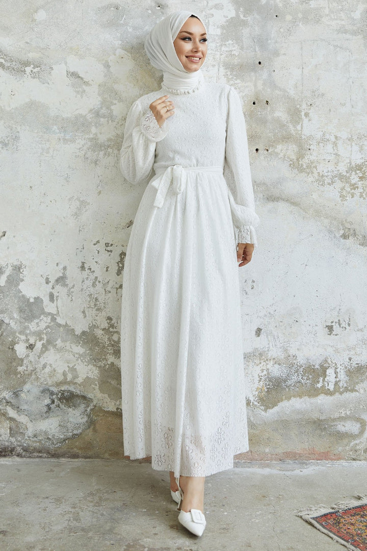 MDS Women Milna Kolu Frill Embroidered Dress - White - Vicenza
