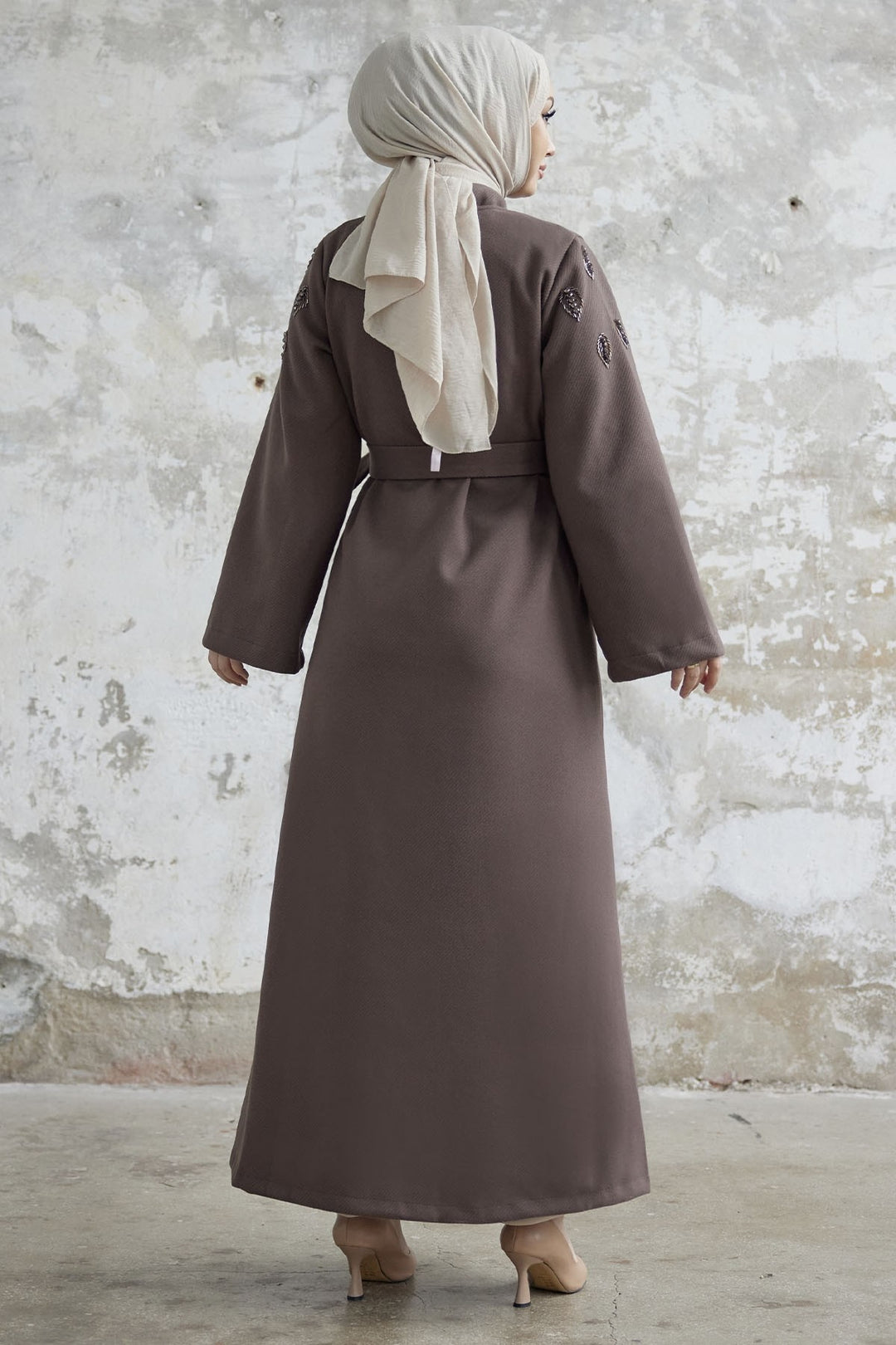 MDS Women Nomira Stone Detail Belted Coat - Milky Coffee - Billerica