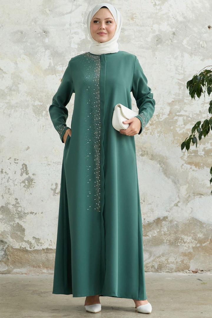 MDS Women Mint Ferace with Stone Embroidery on the Right Side - Wimbledon