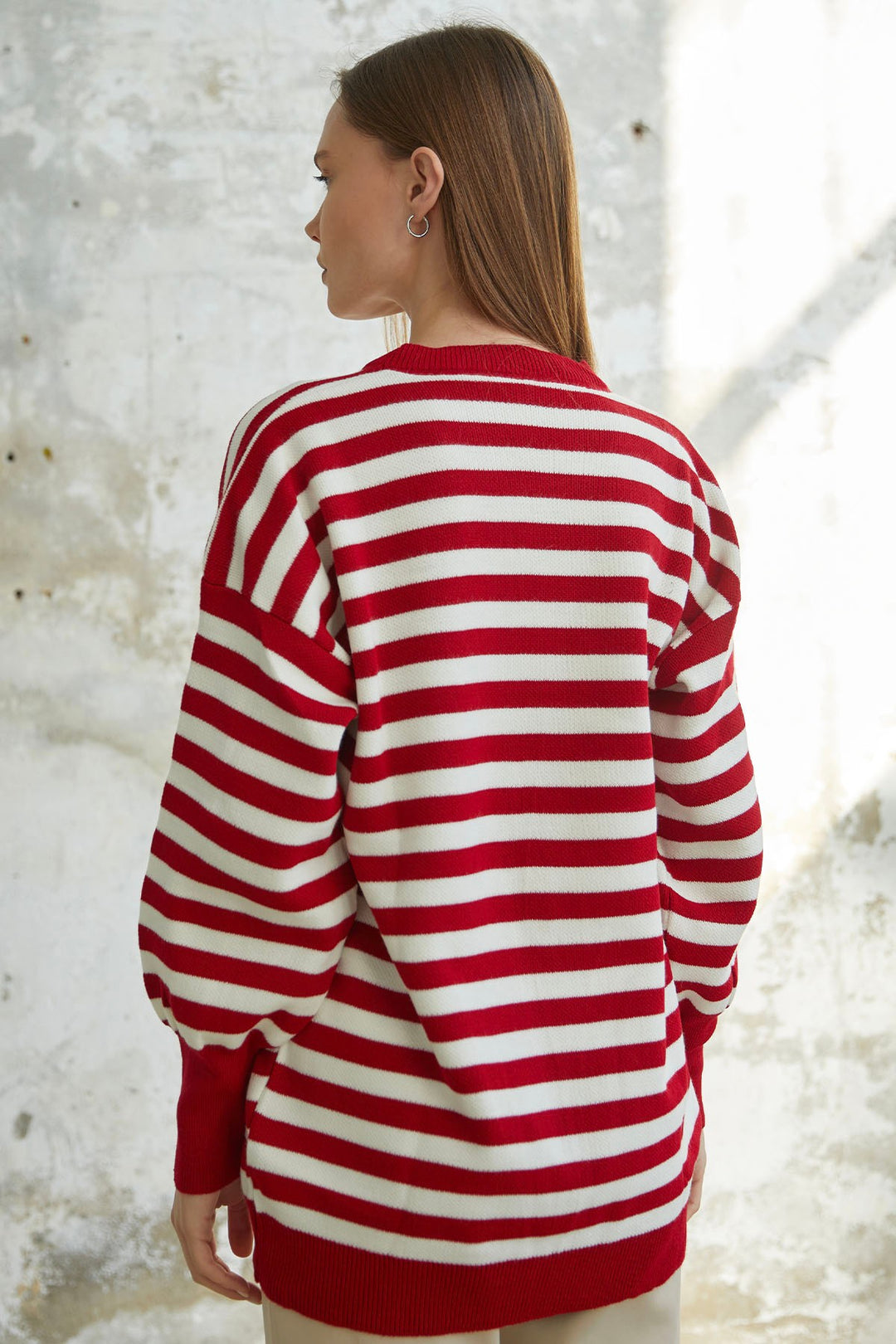 MDS Women Molya Striped Knit Tunic - Red - Coatepec Harinas