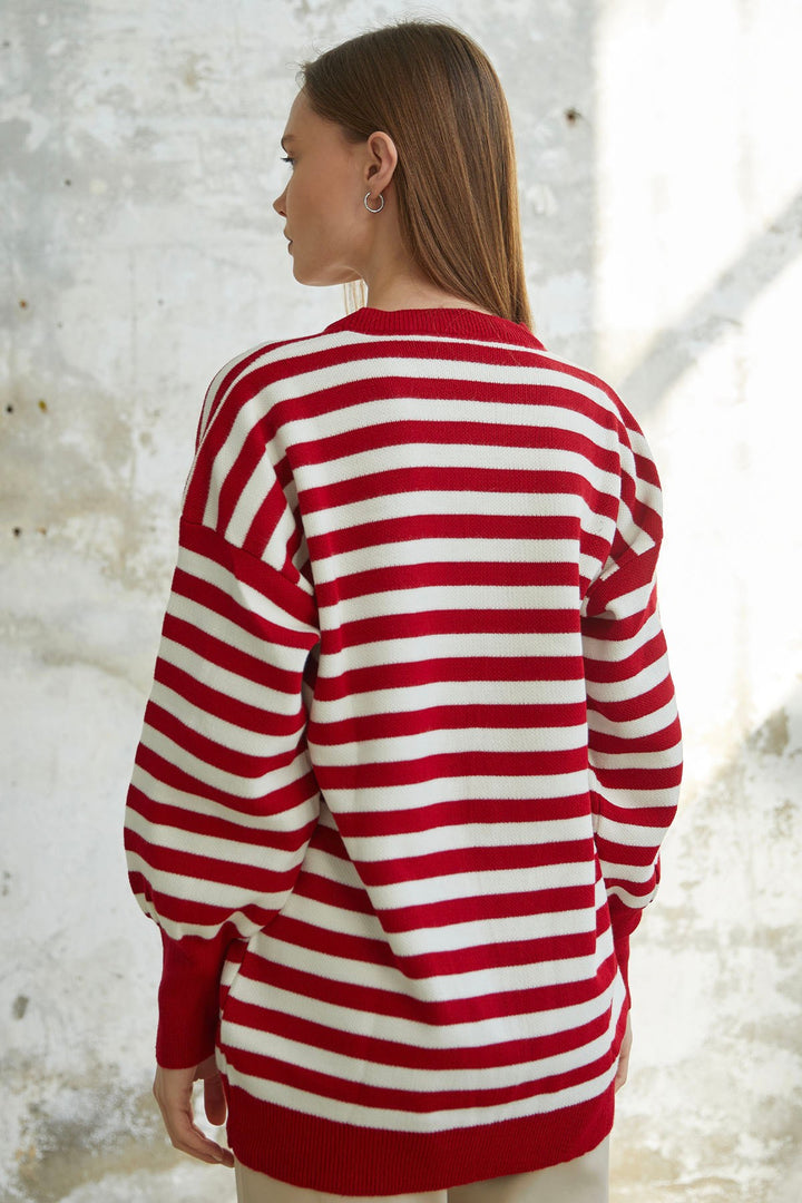 MDS Women Molya Striped Knit Tunic - Red - Coatepec Harinas
