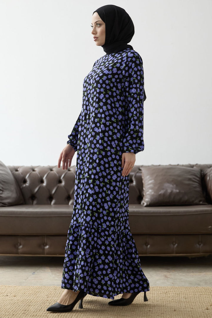MDS Women Rose Pattern Viscose Dress - Purple - Tourcoing