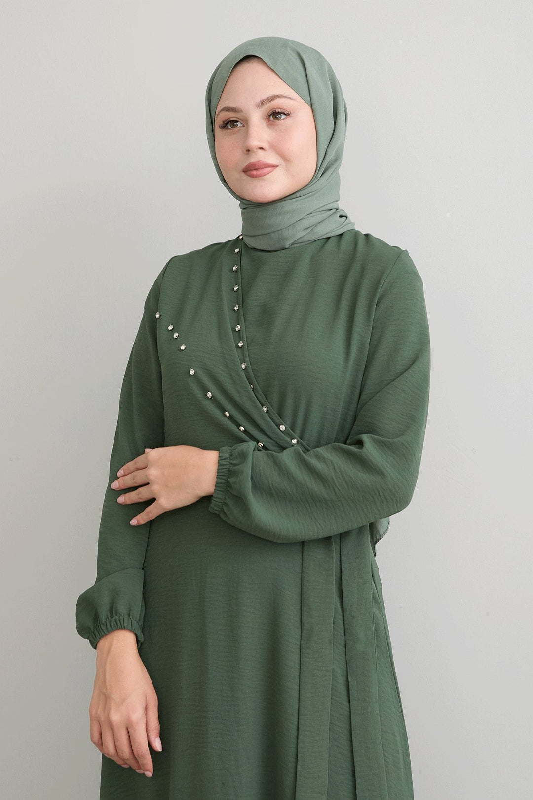 MDS Women Dress with Front Tied Pearl Robin Egg Blue Dress - Hoogvliet