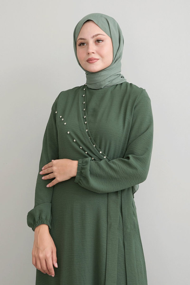 MDS Women Dress with Front Tied Pearl Robin Egg Blue Dress - Hoogvliet