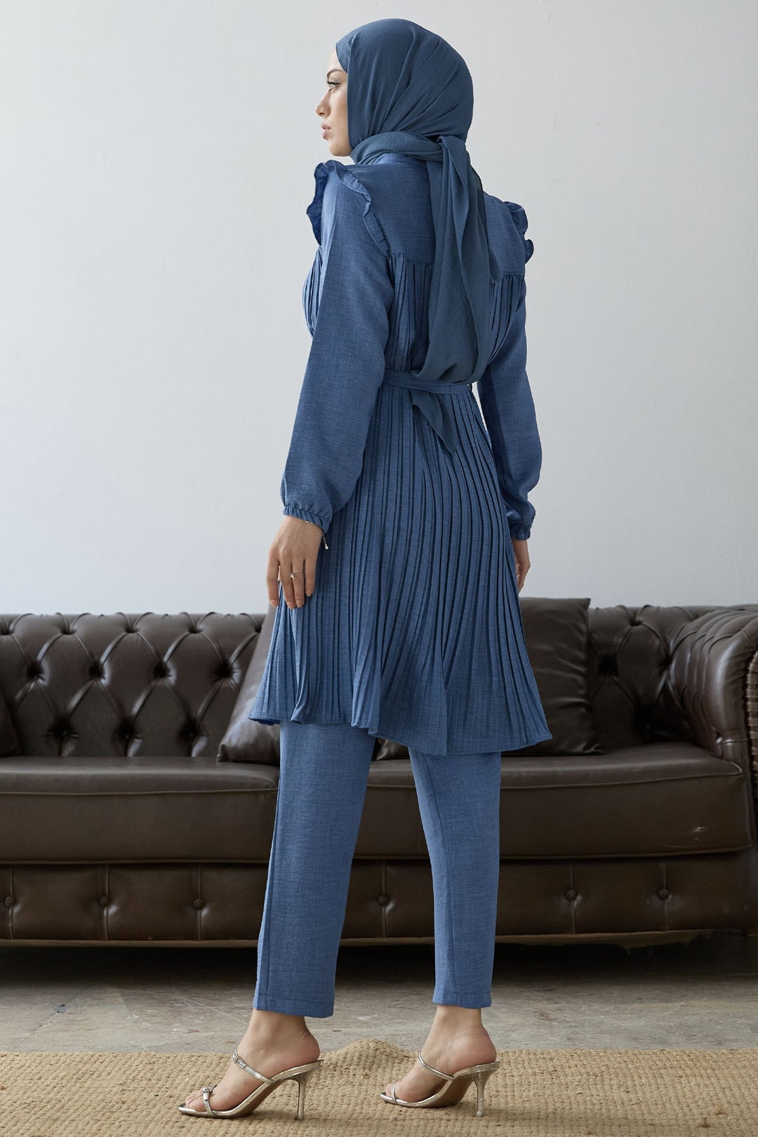 MDS Women Front Pleated Ruffle Detail Set - Indigo - Baltimore