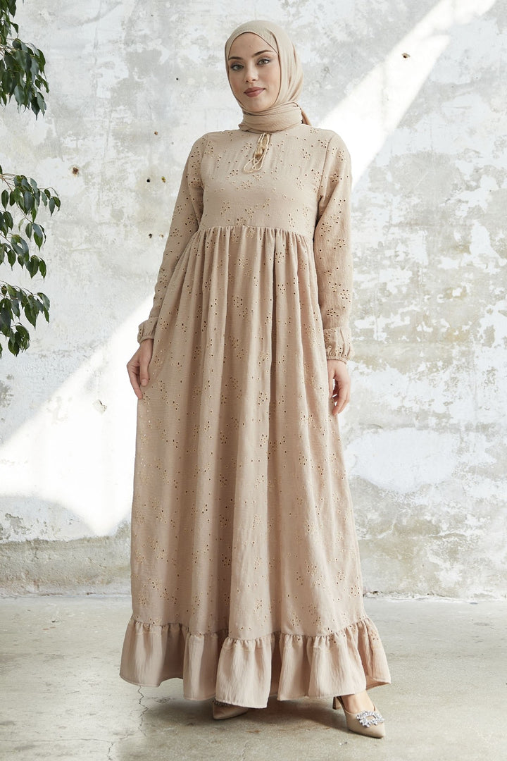 MDS Women Tasseled Embroidered Dress - Beige - Ioánnina
