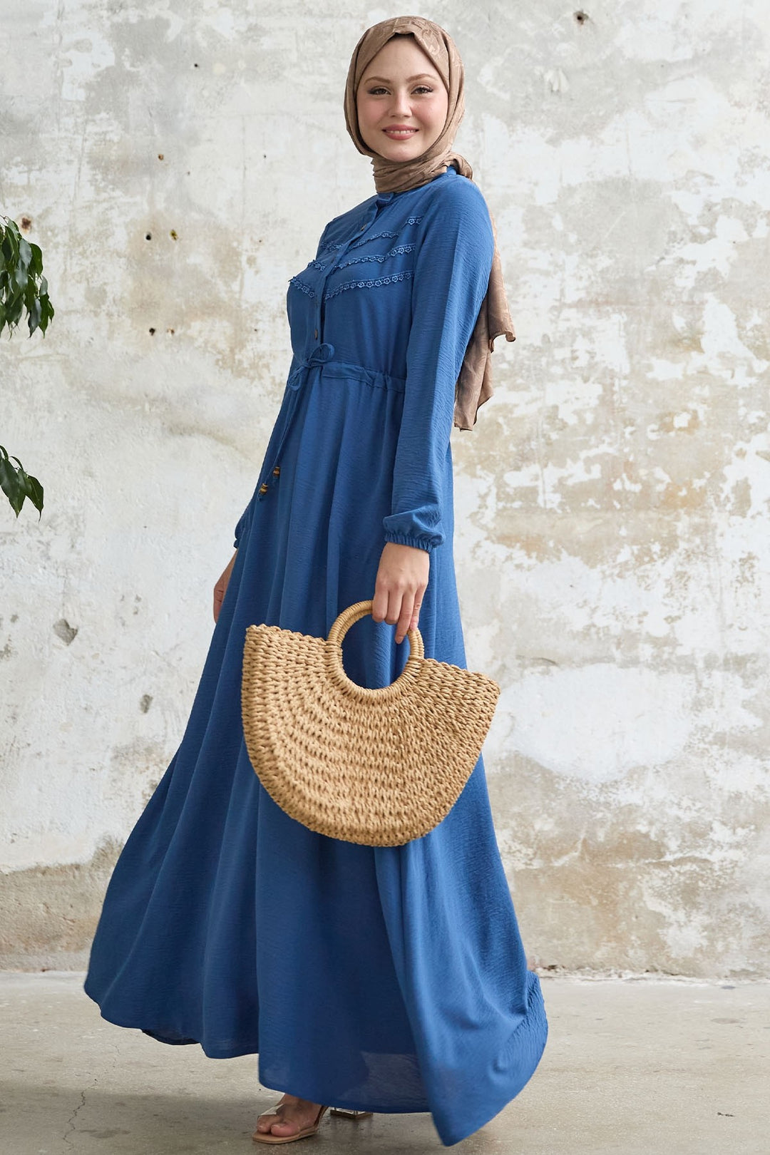 MDS Women Lace Detail Indigo Ayrobin Dress - Ajaccio