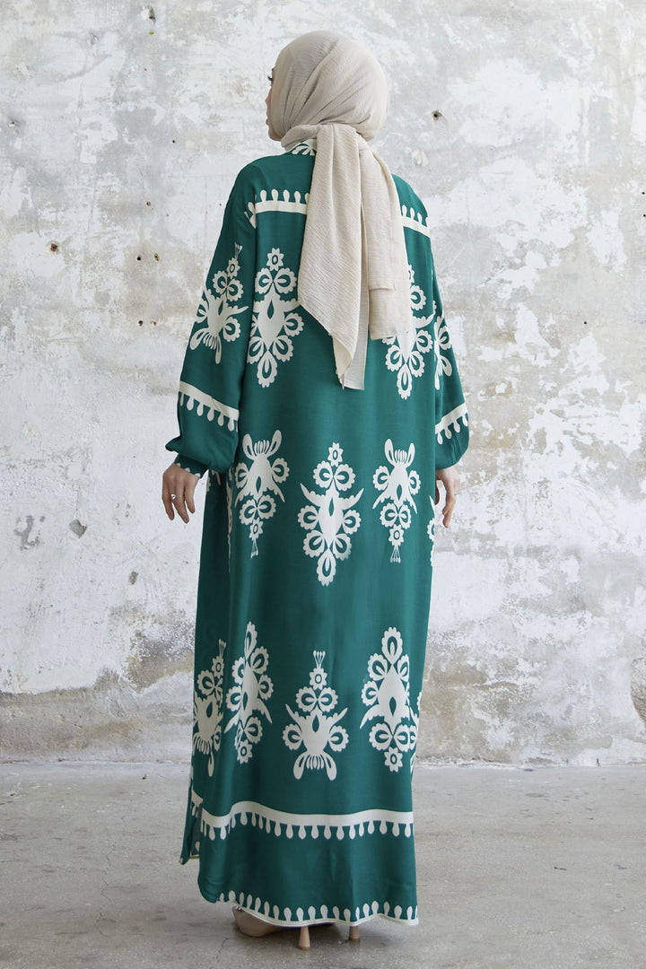 MDS Women Patterned Viscose Dress - Green - Buffalo