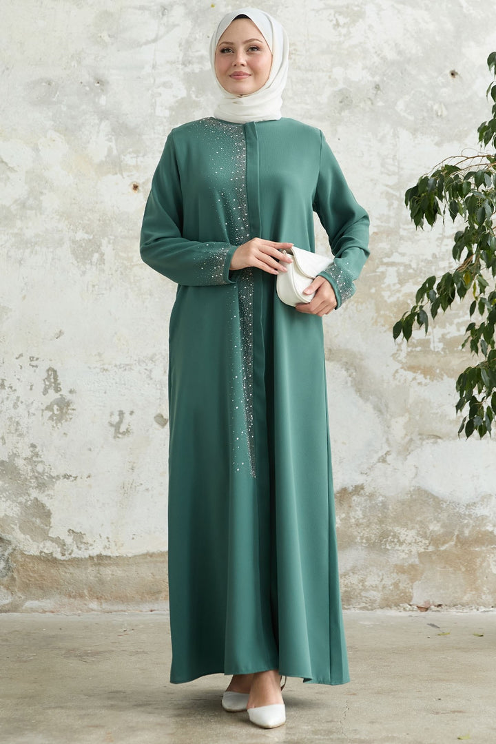 MDS Women Mint Ferace with Stone Embroidery on the Right Side - Wimbledon