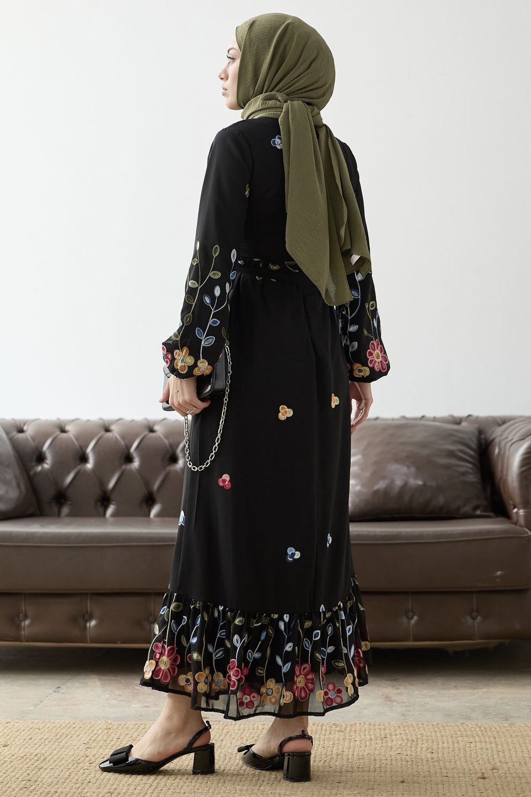MDS Women Flowers Daisy Chiffon Dress - Black - Pordenone