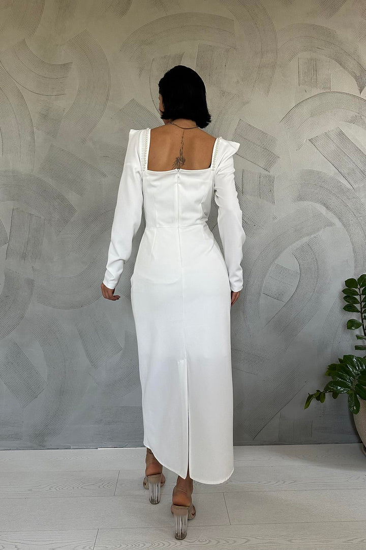 ELS Pearl Embellished Dress - Ecru - Bayonne
