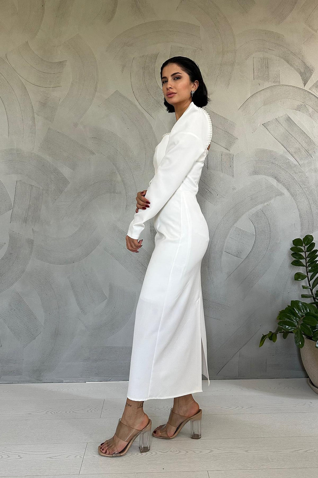 ELS Pearl Embellished Dress - Ecru - Bayonne