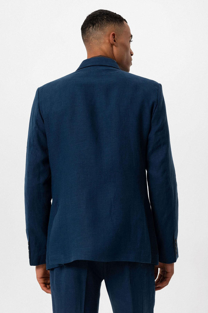 ANT Antioch Indigo 100% Linen Double Breasted Men's Blazer Jacket - Segovia