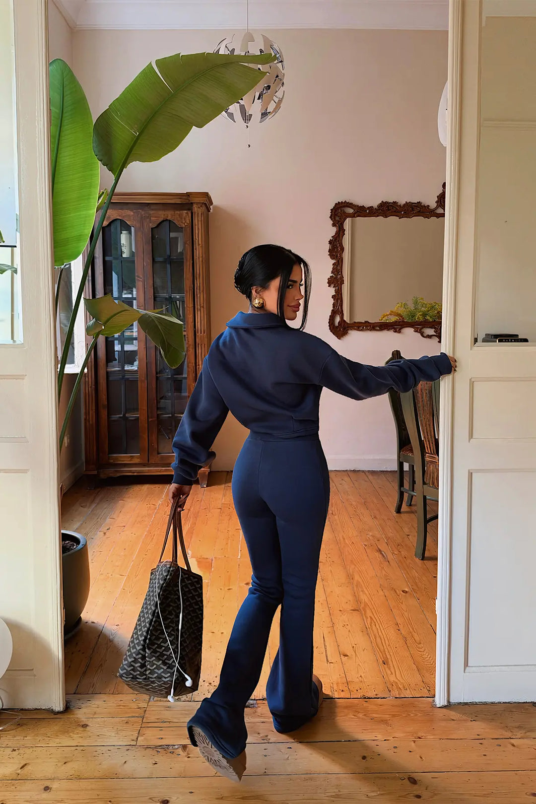 EYY Women Indigo Basic Sweatsuit Set with Button Detail - Königswinter
