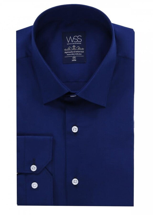 WSS Indigo Blue Slim Fit Men's Shirt  - Manhattan Beach
