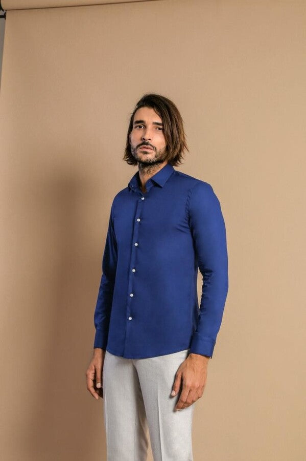 WSS Indigo Blue Slim Fit Men's Shirt  - Manhattan Beach