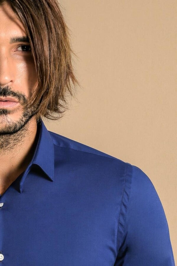 WSS Indigo Blue Slim Fit Men's Shirt  - Manhattan Beach