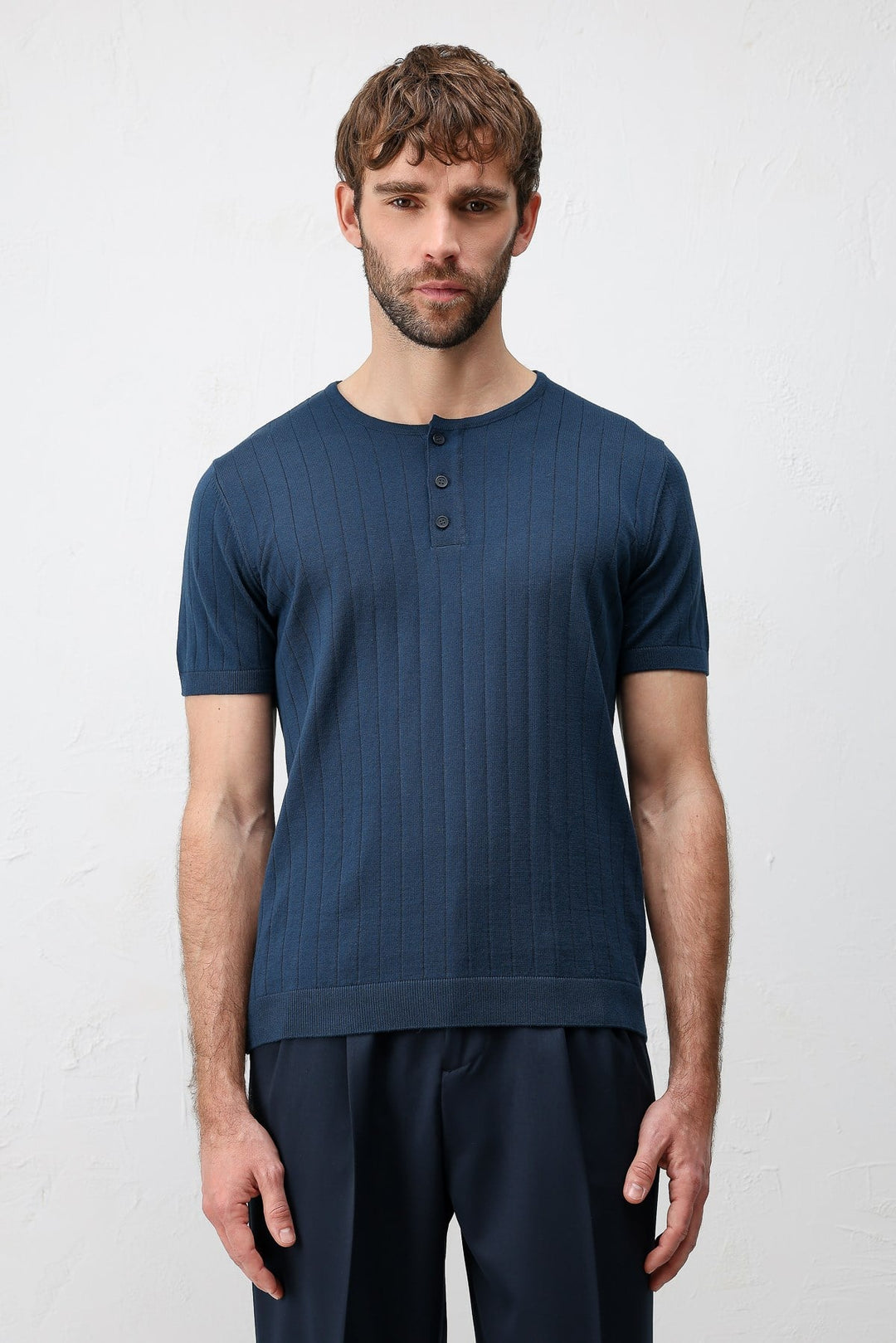 ANT Antioch İndigo Dokulu Erkek Triko T-Shirt - Meadow Woods