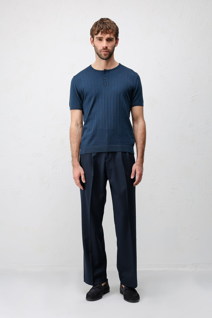 ANT Antioch İndigo Dokulu Erkek Triko T-Shirt - Meadow Woods