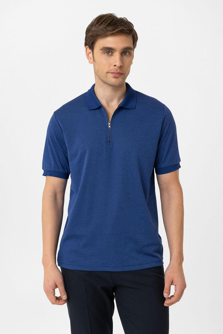 ANT Antioch Indigo Zippered Regular Fit Men's T-Shirt - Silver Spring