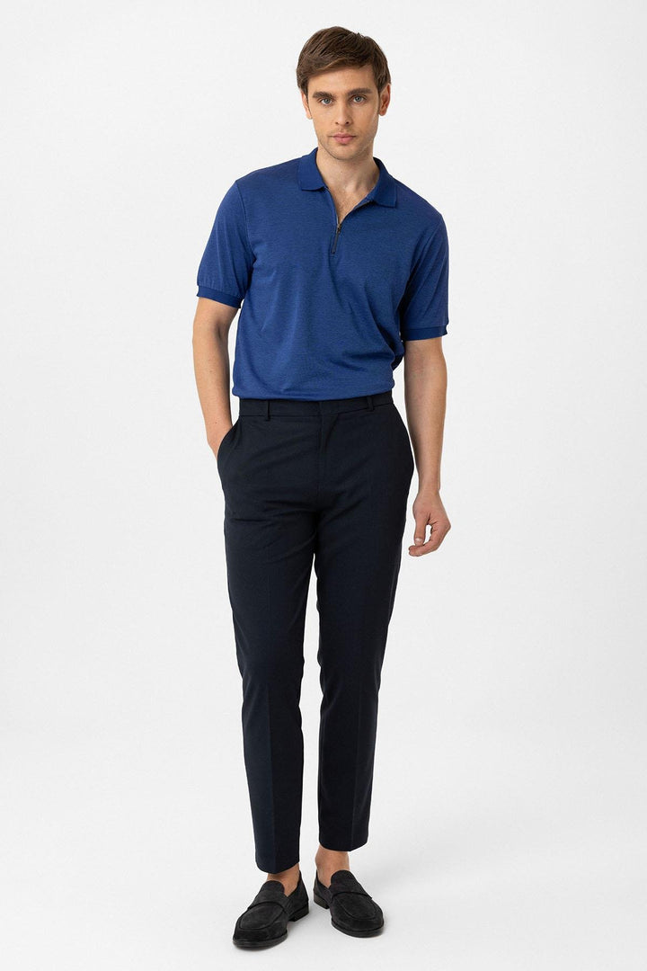 ANT Antioch Indigo Zippered Regular Fit Men's T-Shirt - Silver Spring