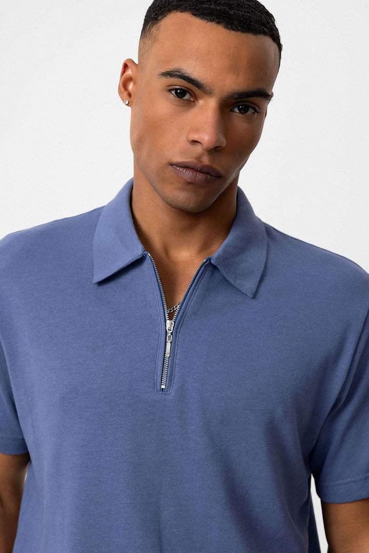 ANT Polo Neck Zippered Men's T-Shirt - Borken