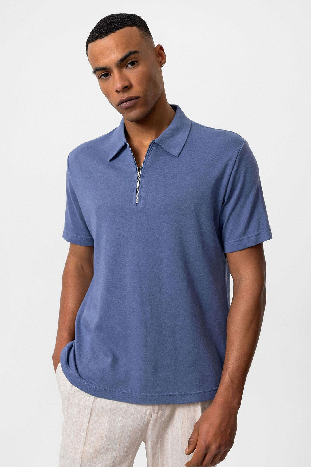 ANT Polo Neck Zippered Men's T-Shirt - Borken