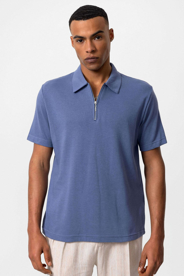 ANT Polo Neck Zippered Men's T-Shirt - Borken