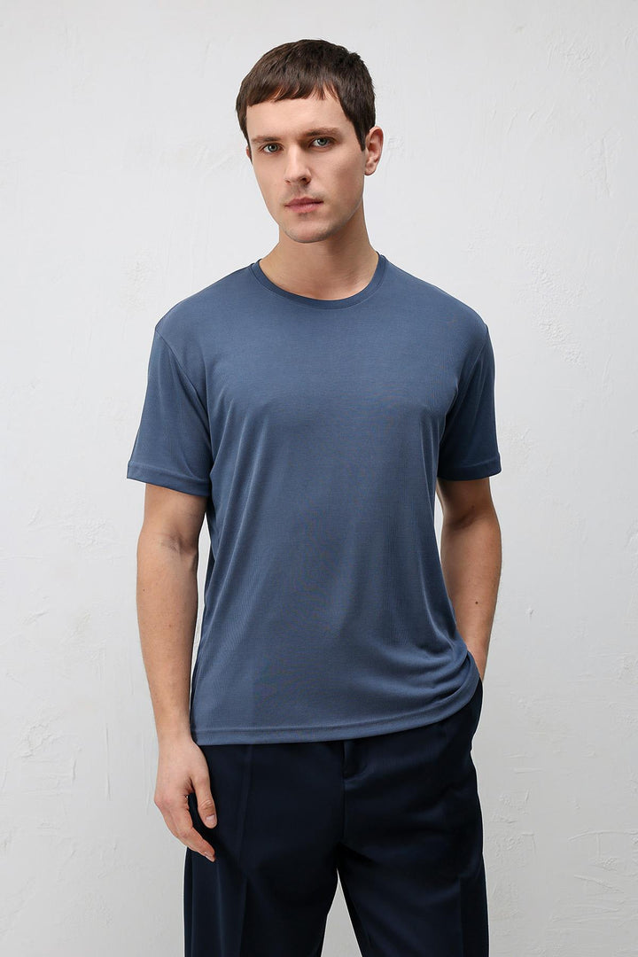 ANT Antioch İndigo Premium Dokulu Erkek T-Shirt - Coppell