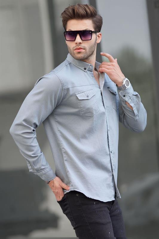 قميص MDX Indigo Comfort Fit Gabardine للرجال 6810 - ثاوزاند أوكس