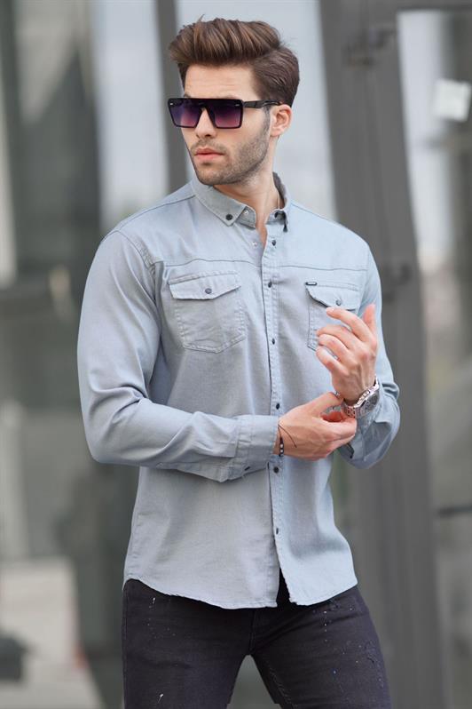 قميص MDX Indigo Comfort Fit Gabardine للرجال 6810 - ثاوزاند أوكس