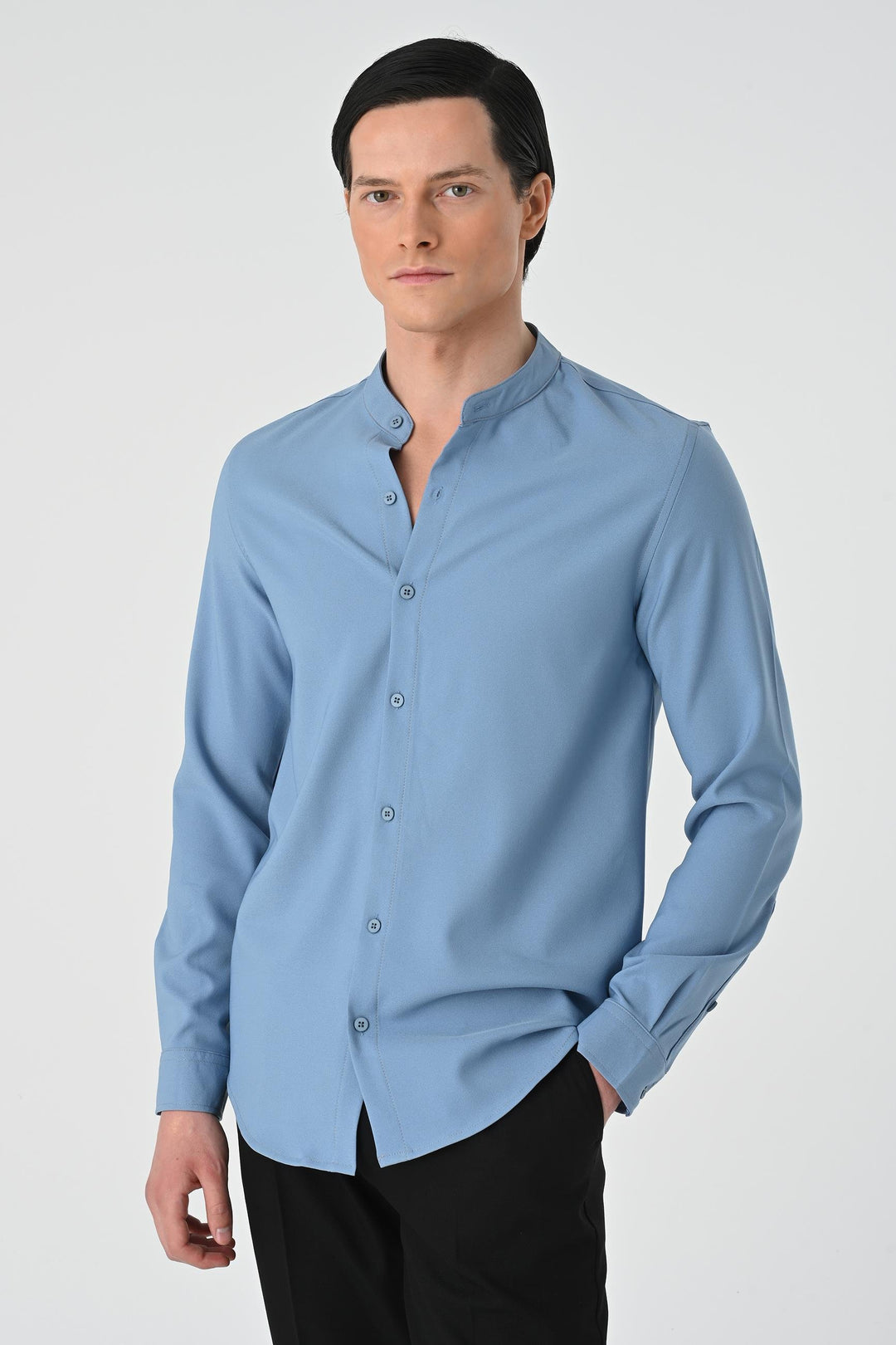 ANT Antioch Indigo Regular Fit Mandarin Collar Men's Shirt - Collierville