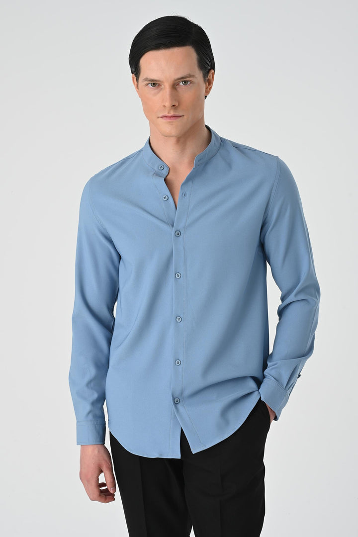 ANT Antioch Indigo Regular Fit Mandarin Collar Men's Shirt - Collierville