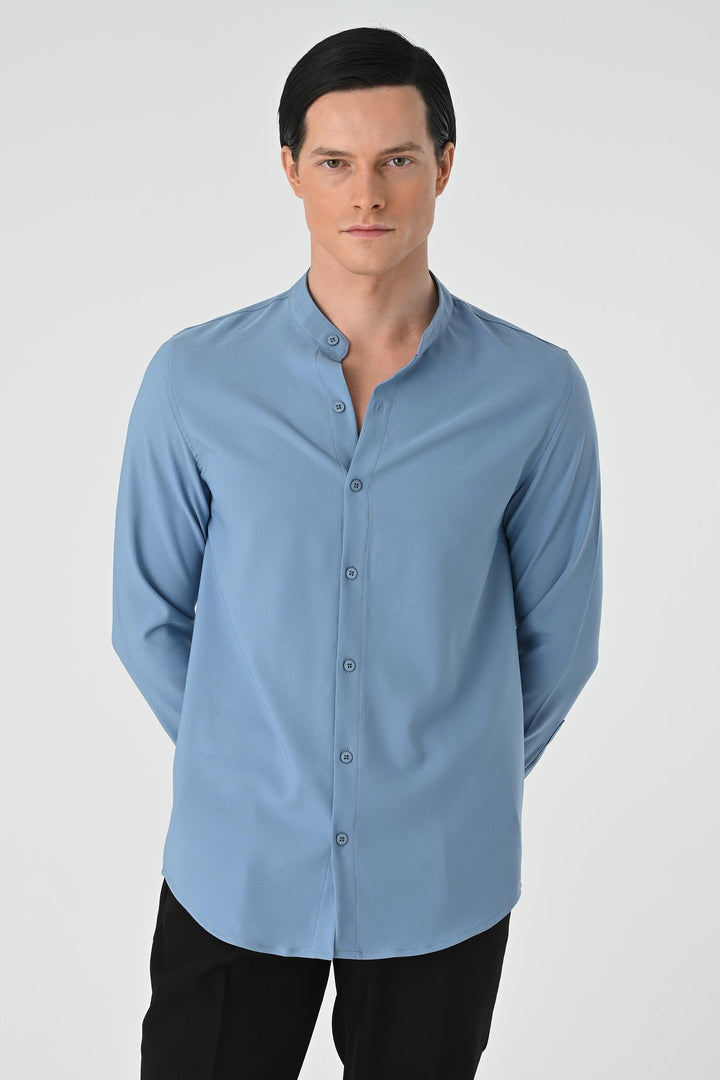 ANT Antioch Indigo Regular Fit Mandarin Collar Men's Shirt - Collierville